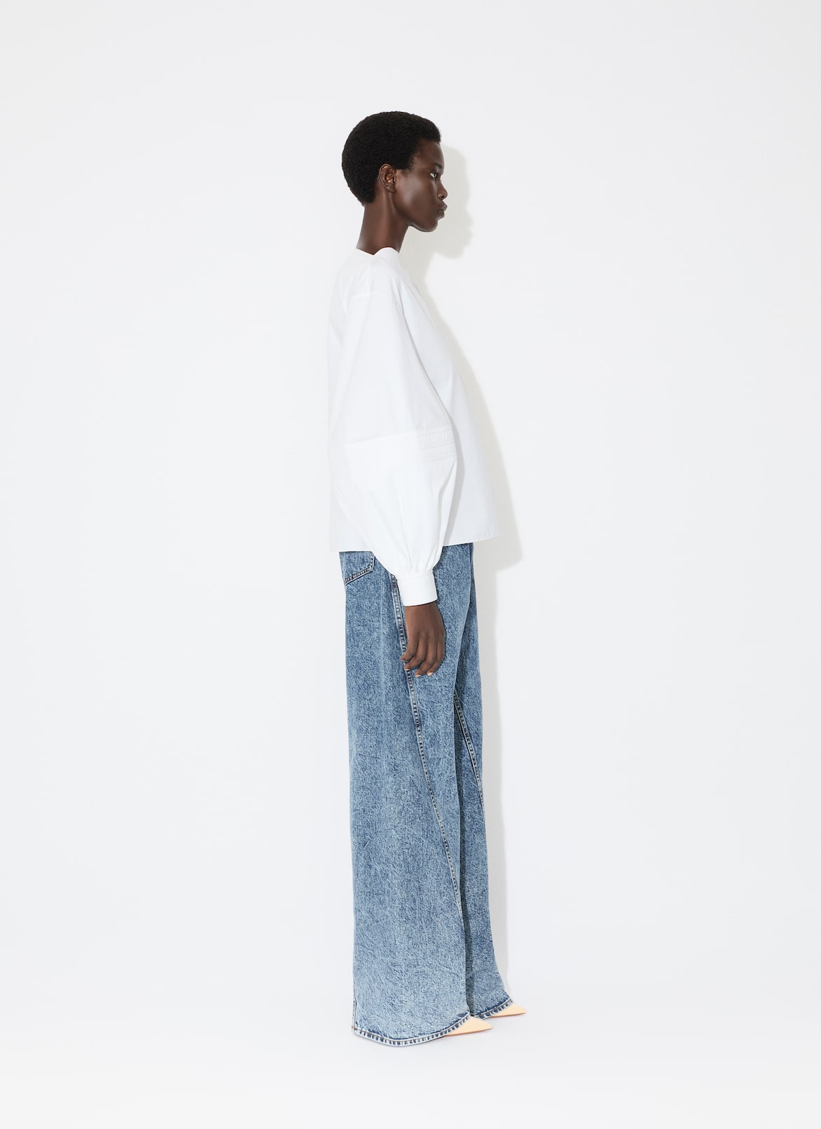 POPLIN BALLOON BLOUSE ALAÏA WHITE POPLIN BALLOON BLOUSE